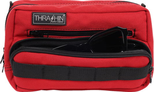 Thrashin Supply Red Motorcycle Handlebar Storage Bag Plus for Harley THB-0017