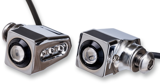 Joker Machine Rat Eye Chrome Single Amber LED Pair Universal Turn Signals Harley