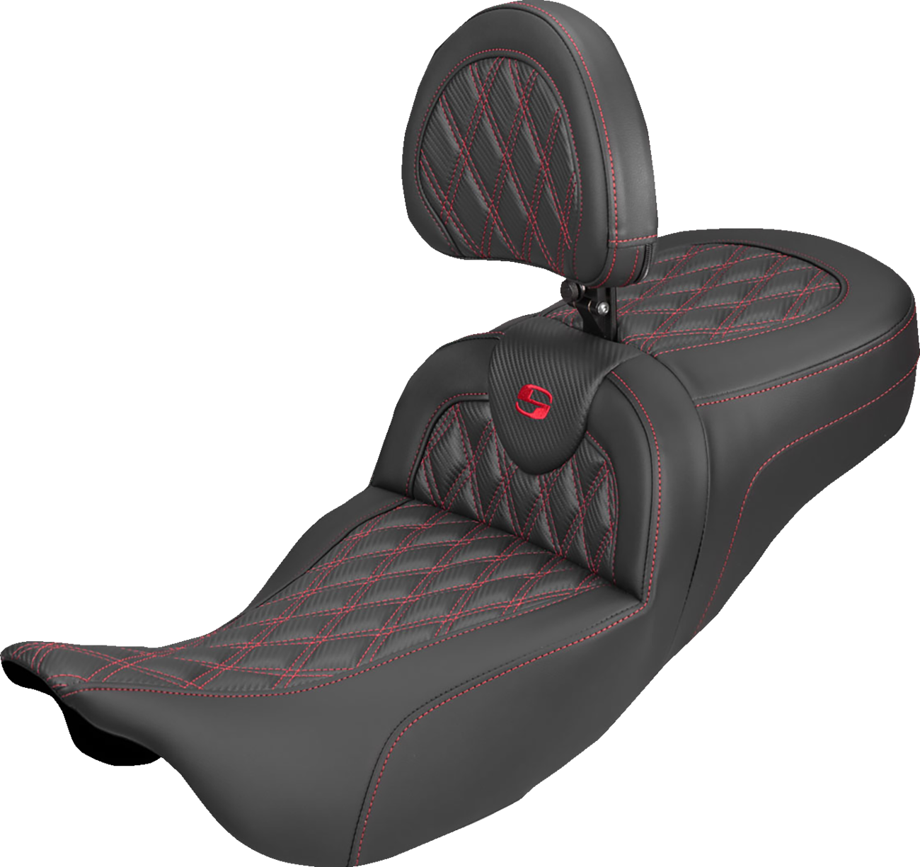 Saddlemen Roadsofa Red Lattice Extended Seat & Backrest 2008-2025 Harley Touring