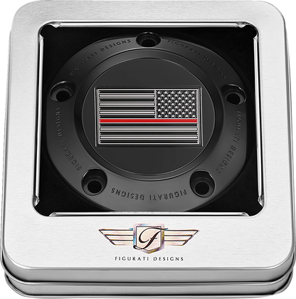 Figurati Designs Red Line Flag Black Timing Cover for 1999-2017 Harley Davidson