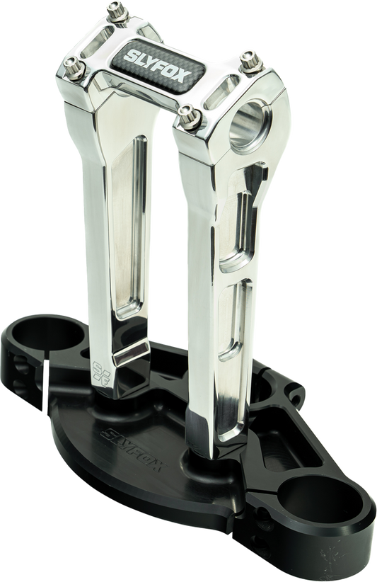 Slyfox 8" Raw 1-1/8" Clamping Straight Handlebar Riser Kit for Harley Davidson