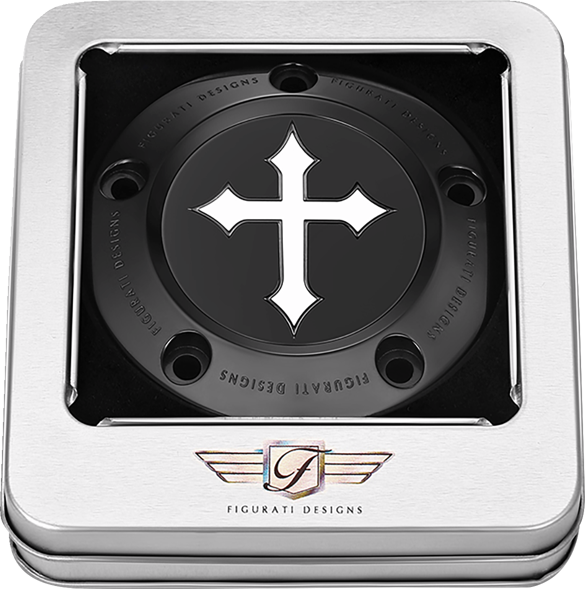 Figurati Designs Cross Stainless Steel Black Timing Cover for 1999-2017 Harley