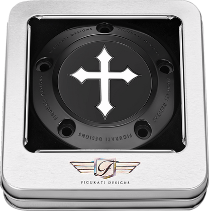 Figurati Designs Cross Stainless Steel Black Timing Cover for 1999-2017 Harley