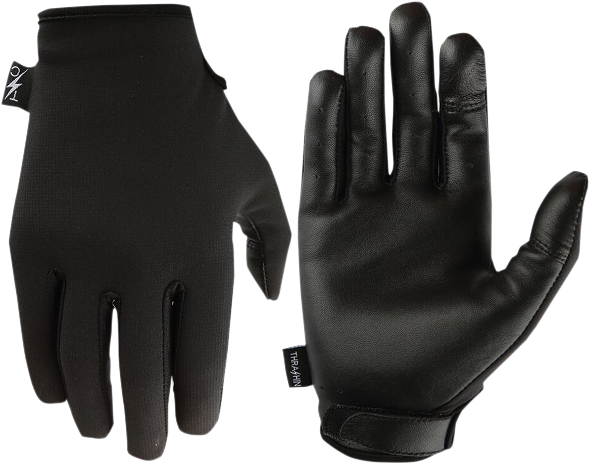 Thrashin Supply  Black Leather Textile Stealth Motorcycle Riding Street Gloves