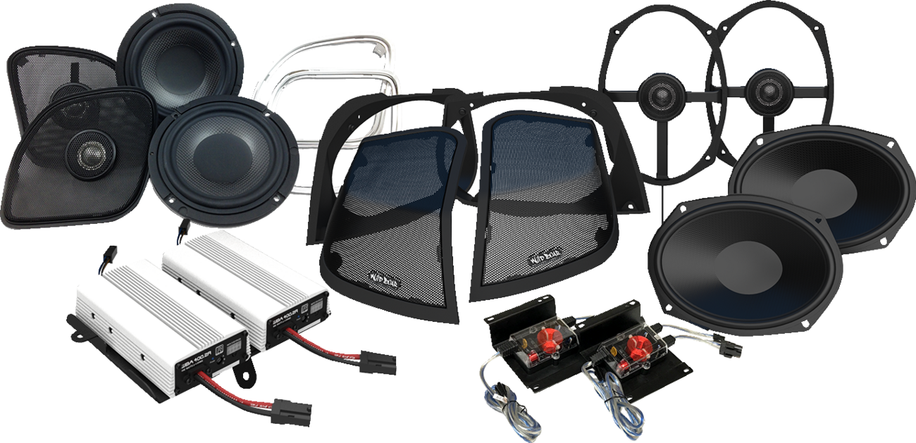 Wild Boar 800W Front/Rear Speaker & Amplifier Kit for 2015-23 Harley Road Glide