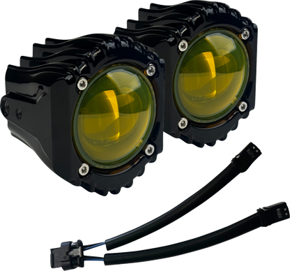 Custom Dynamics Shark Demon Yellow LED Fog Light Kit 2023-2025 Harley Touring