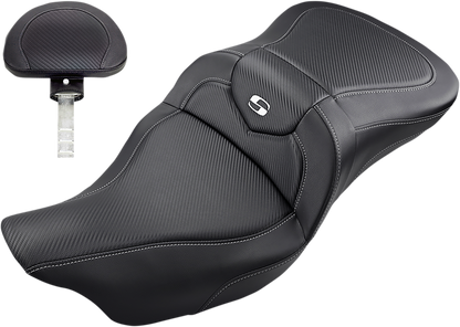Saddlemen Carbon Fiber RoadSofa Gel Seat & Backrest for 2008-2024 Harley Touring