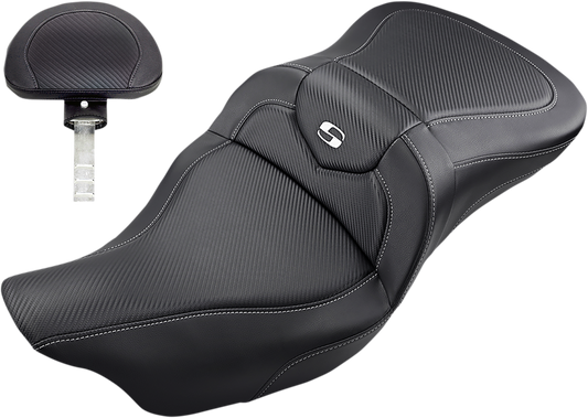 Saddlemen Carbon Fiber RoadSofa Gel Seat & Backrest for 2008-2024 Harley Touring