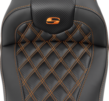 Saddlemen Roadsofa Carbon Fiber Orange Lattice Gel Seat 2023-2025 Harley Touring