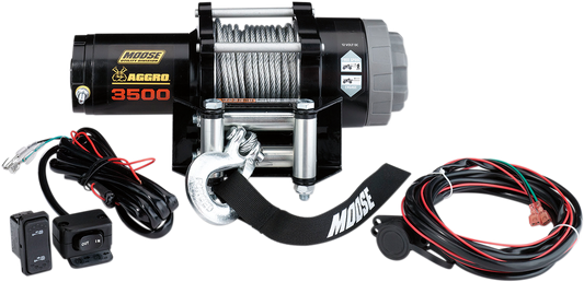 Moose Utility 3500 lb 50' Wire Rope Aggro Winch for ATV / UTV