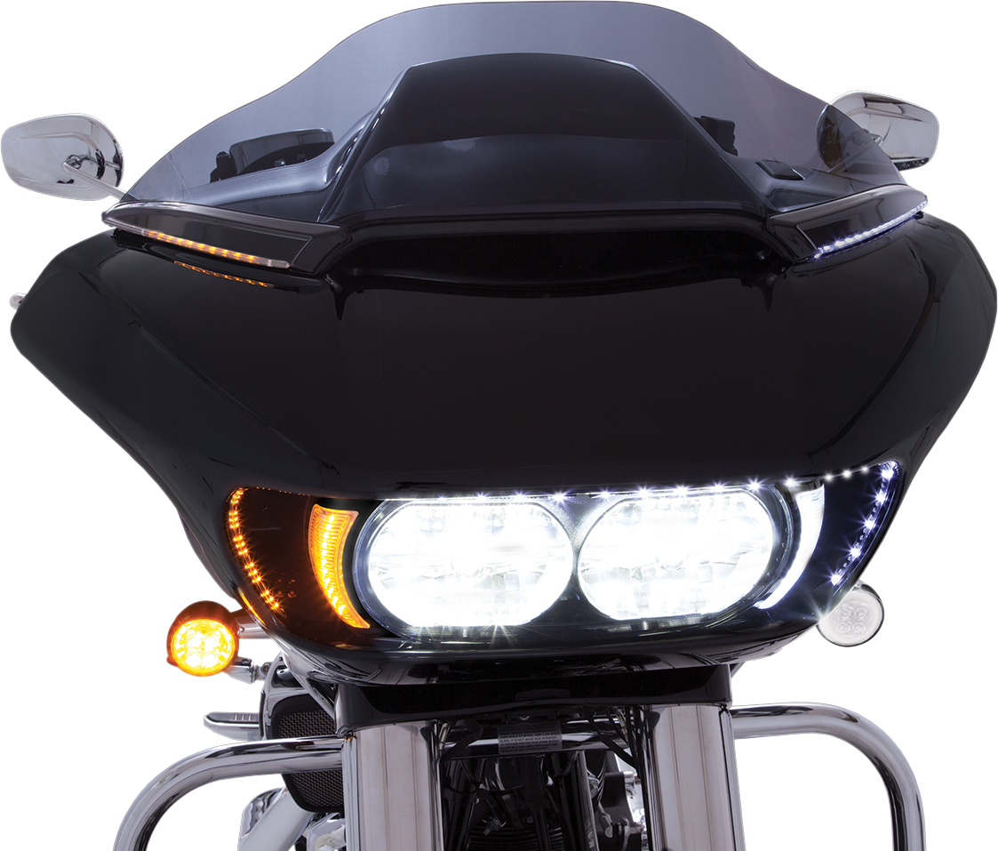 Ciro Horizon LED Turn Signal Windshield Trim 2015-2024 Harley Road Glide FLTRU