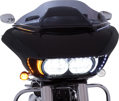 Ciro Horizon LED Turn Signal Windshield Trim 2015-2024 Harley Road Glide FLTRU