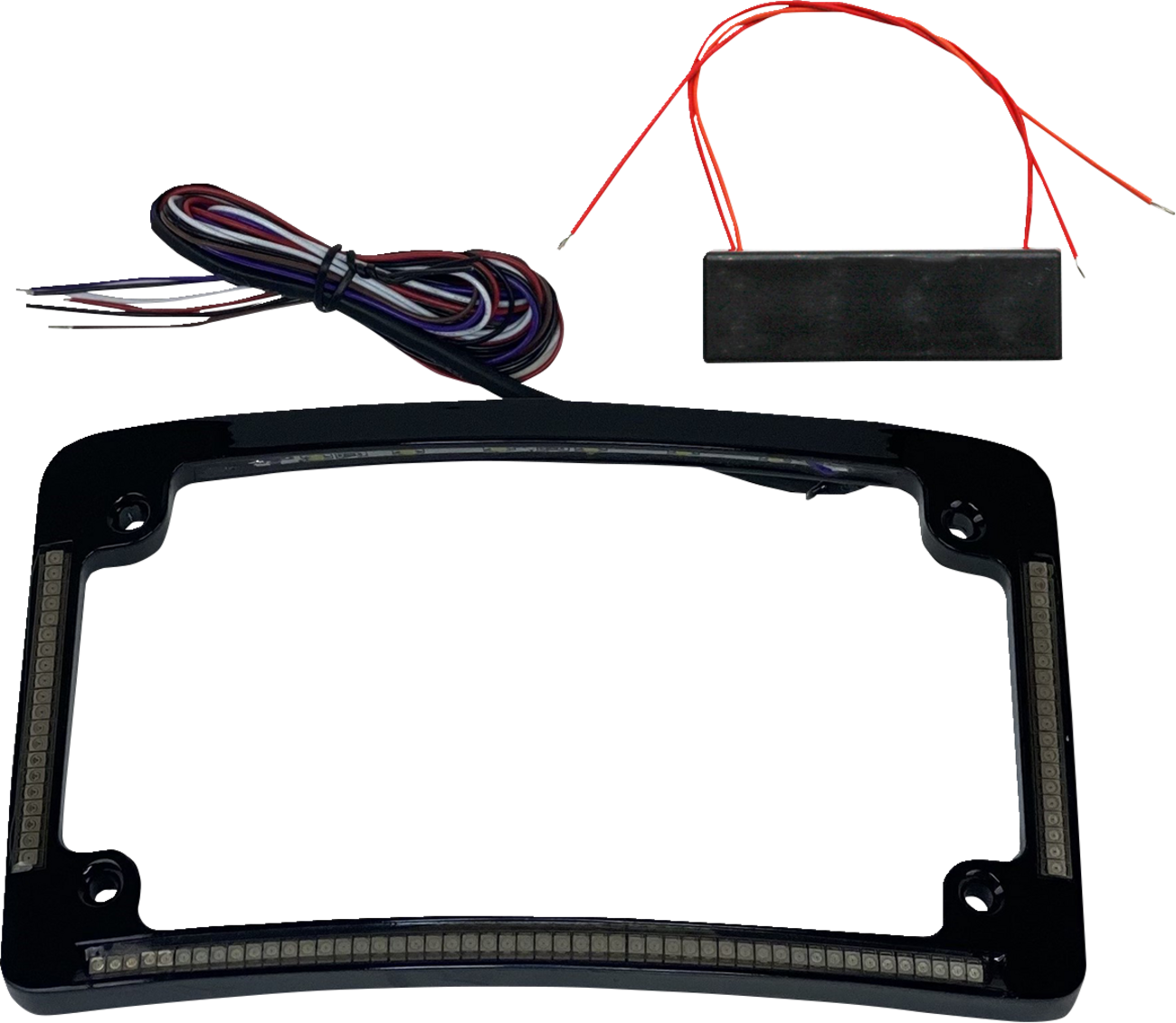 Custom Dynamics 4x7 Curved LED Motorcycle License Plate Frame for Harley Models