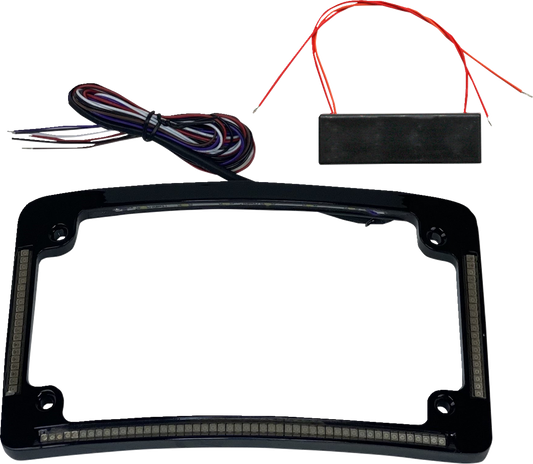 Custom Dynamics 4x7 Curved LED Motorcycle License Plate Frame for Harley Models