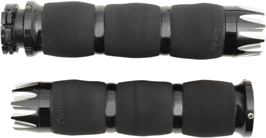 Avon Black Air Cushion Rubber Excalibur 1" Universal Street Motorcycle Grips