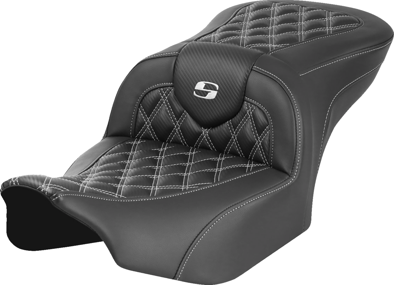 Saddlemen Roadsofa Carbon Fiber White Lattice Gel Seat 2023-2025 Harley Touring