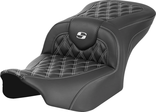 Saddlemen Roadsofa Carbon Fiber White Lattice Gel Seat 2023-2025 Harley Touring