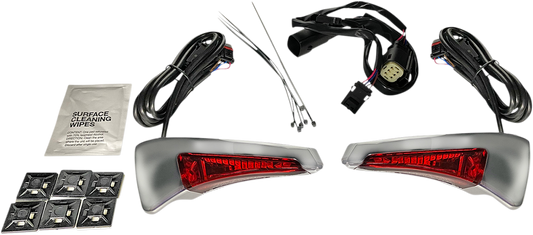 Custom Dynamics Chrome Red Tour Pak Backrest Lights 2014-15 Harley Touring CVO