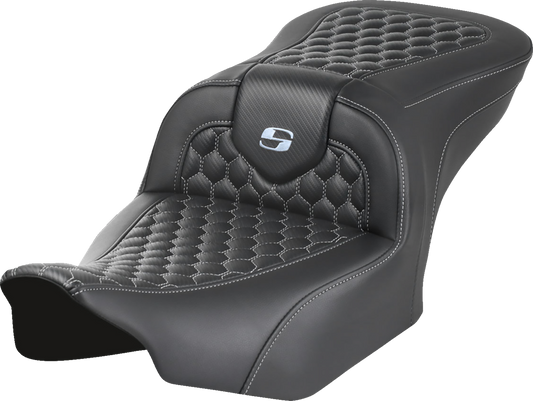 Saddlemen Roadsofa Silver Honeycomb Stitch Gel Seat for 2023-2025 Harley Touring