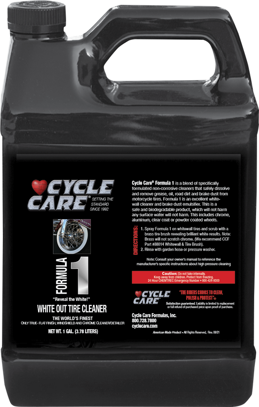 Cycle Care 1 Gal Formula 1 Motorcycle White Wall Tire Wheel Cleaner Spray Bottle