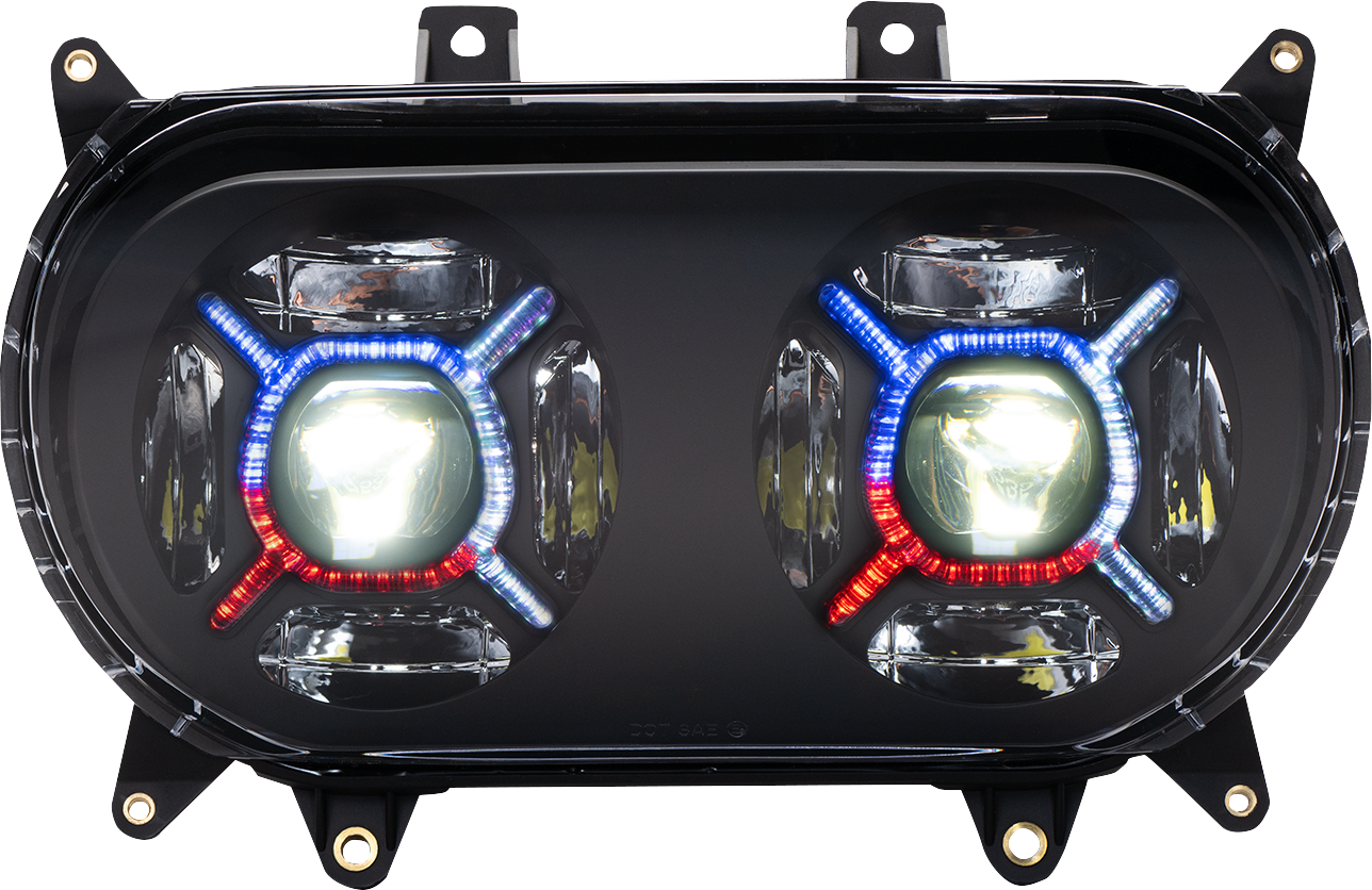 Custom Dynamics ProGLOW Double-X LED Headlight for 2015-2024 Harley Road Glide