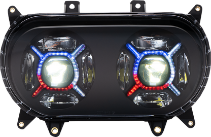 Custom Dynamics ProGLOW Double-X LED Headlight for 2015-2024 Harley Road Glide