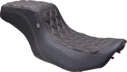 Mustang Squareback Orange Diamond Stitch Seat for 2023-2026 Harley Touring FLHX