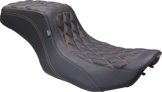 Mustang Squareback Orange Diamond Stitch Seat for 2023-2025 Harley Touring FLHX