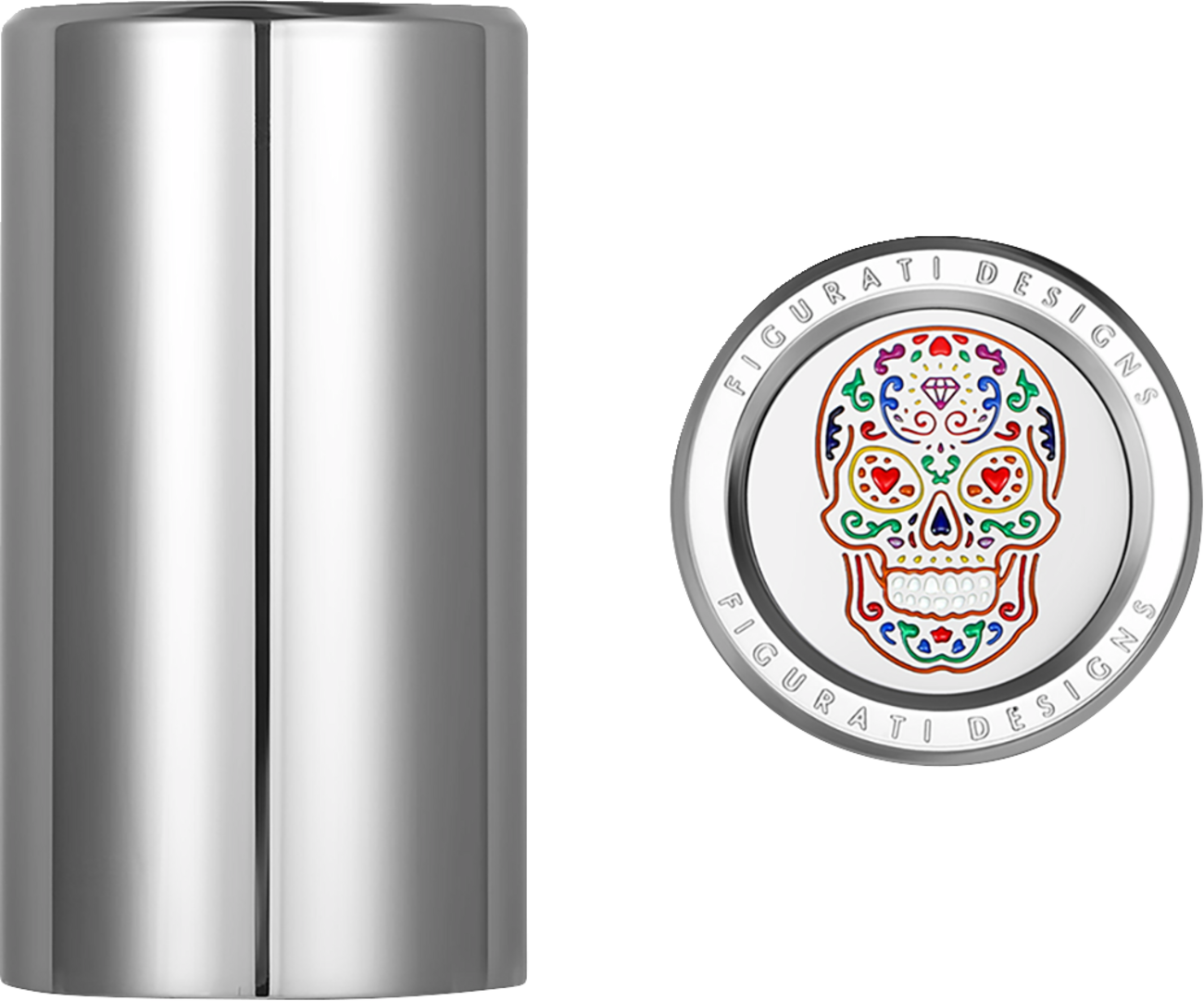 Figurati Designs Silver Sugar Skull Long Docking Hardware Covers for Harley