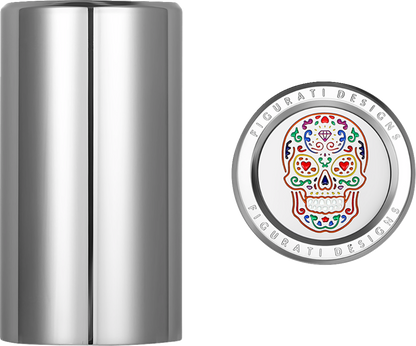 Figurati Designs Silver Sugar Skull Long Docking Hardware Covers for Harley