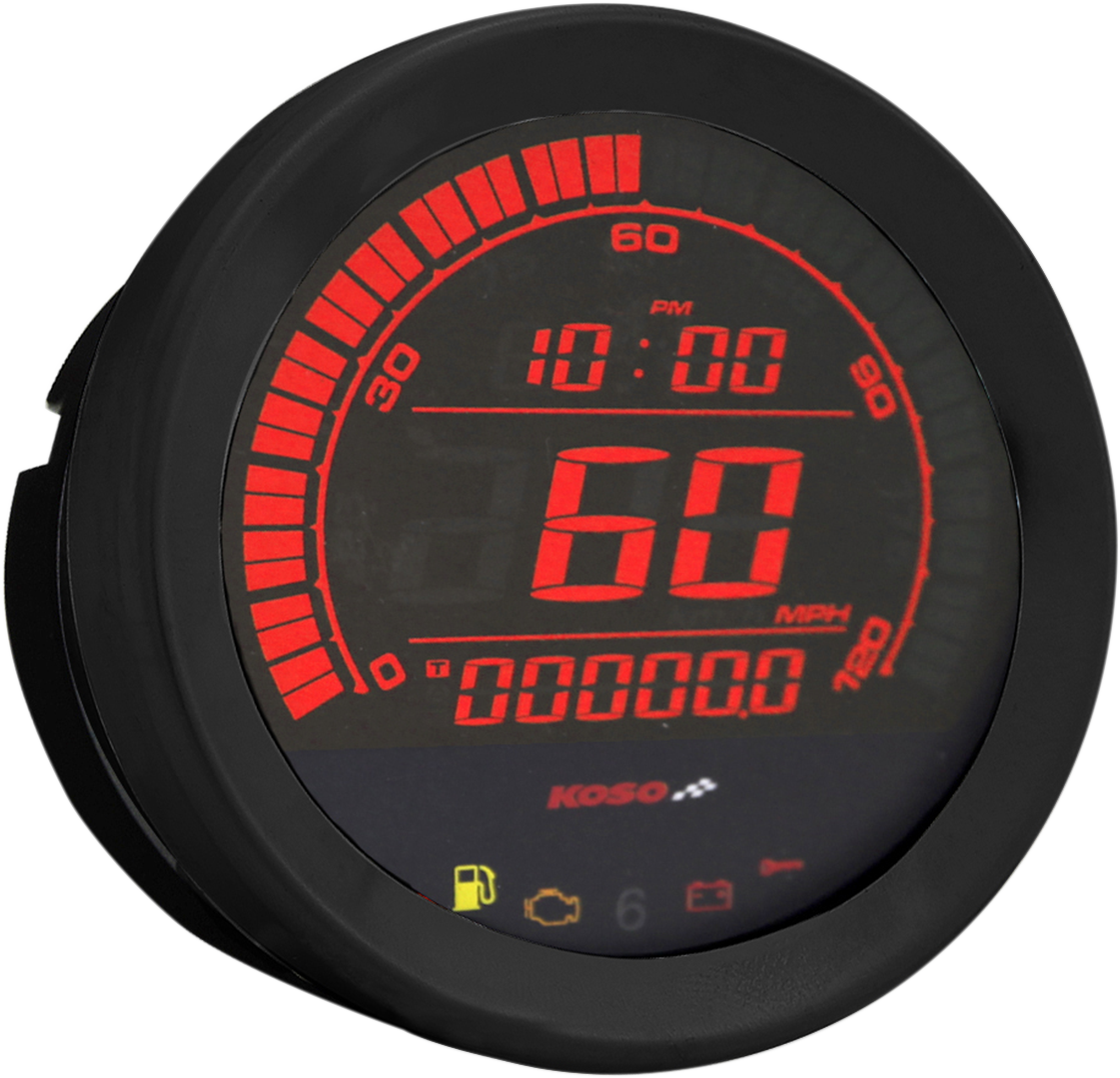 Koso Universal 4" Electronic Black LCD Digital Motorcycle Speedometer Gauge
