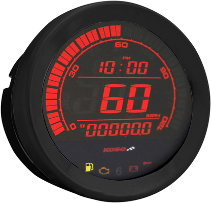 Koso Universal 4" Electronic Black LCD Digital Motorcycle Speedometer Gauge