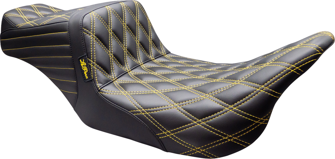 Le Pera Tailwhip Gold Diamond Stitch Seat fits 2008-2025 Harley Touring FLTR