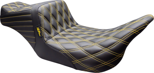 Le Pera Tailwhip Gold Diamond Stitch Seat fits 2008-2025 Harley Touring FLTR
