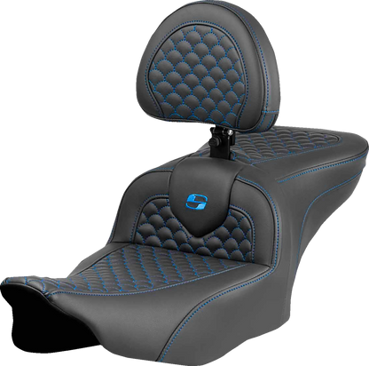 Saddlemen Roadsofa Blue Stitch with Backrest Seat fits 2023-2026 Harley Touring