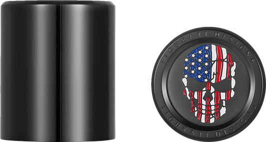 Figurati Skull USA Flag Black Short Magnetic Docking Hardware Covers for Harley