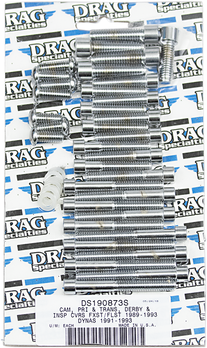 Drag Specialties Chrome Smooth Socket Head Primary Bolt Set 89-93 Harley FXST
