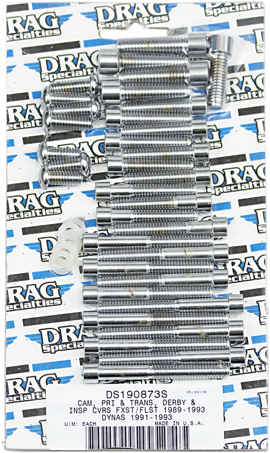 Drag Specialties Chrome Smooth Socket Head Primary Bolt Set 89-93 Harley FXST