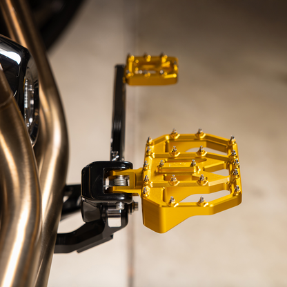 Thrashin Gold Mini Aggressor Floorboards for 1972-2025 Harley FXD FXR