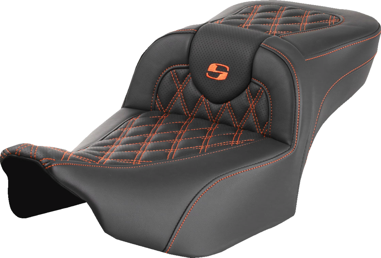 Saddlemen Roadsofa Orange Lattice Extended Gel Seat for 2023-2025 Harley Touring