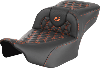Saddlemen Roadsofa Orange Lattice Extended Gel Seat for 2023-2026 Harley Touring