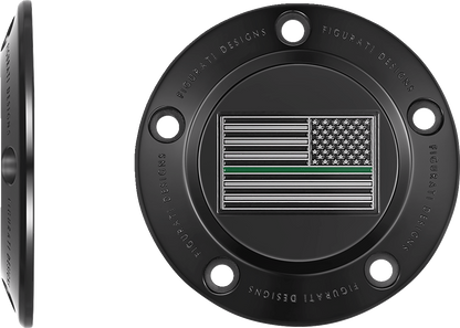 Figurati Designs Green Line Flag Black Timing Cover for 1999-2017 Harley