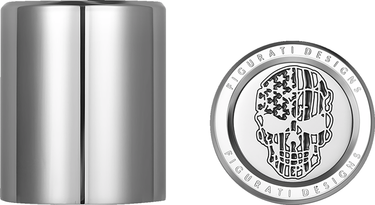 Figurati B&W Skull USA Flag Medium Magnetic Docking Hardware Covers for Harley
