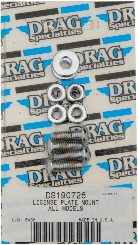 Drag Specialties Chrome Rear Motorcycle License Plate Bolt Mount Set Harley