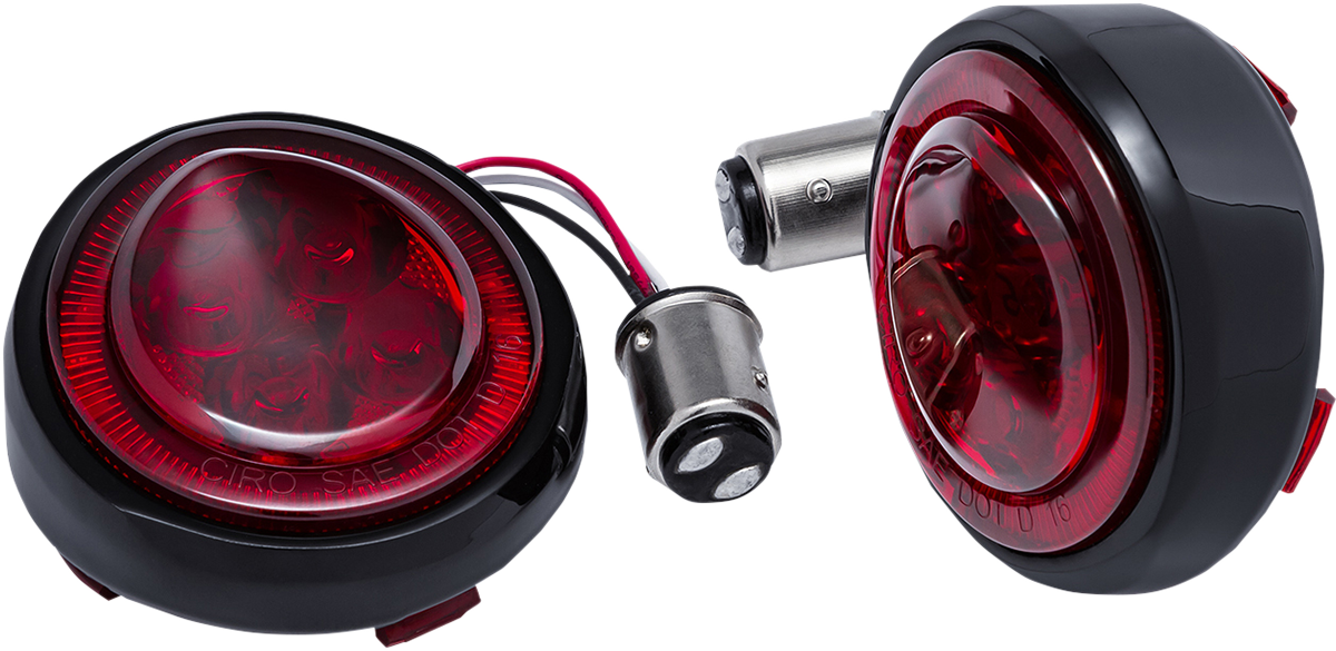 Ciro Fang Rear Red LED Motorcycle Turn Signal Inserts 2007-2024 Harley Softail