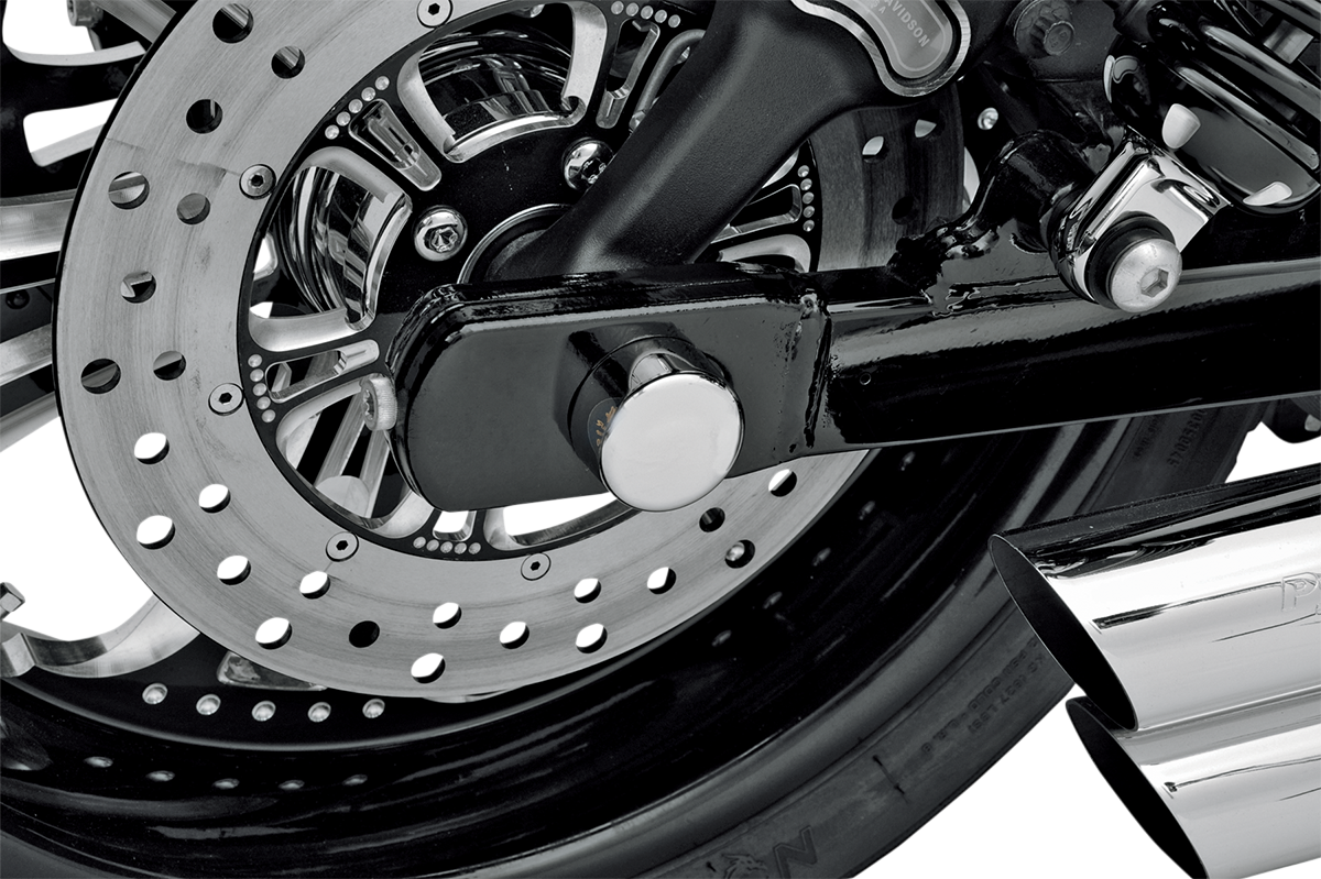 Drag Specialties Chrome Rear Axle Caps Covers 2008-2017 Harley FXD FXST FLST
