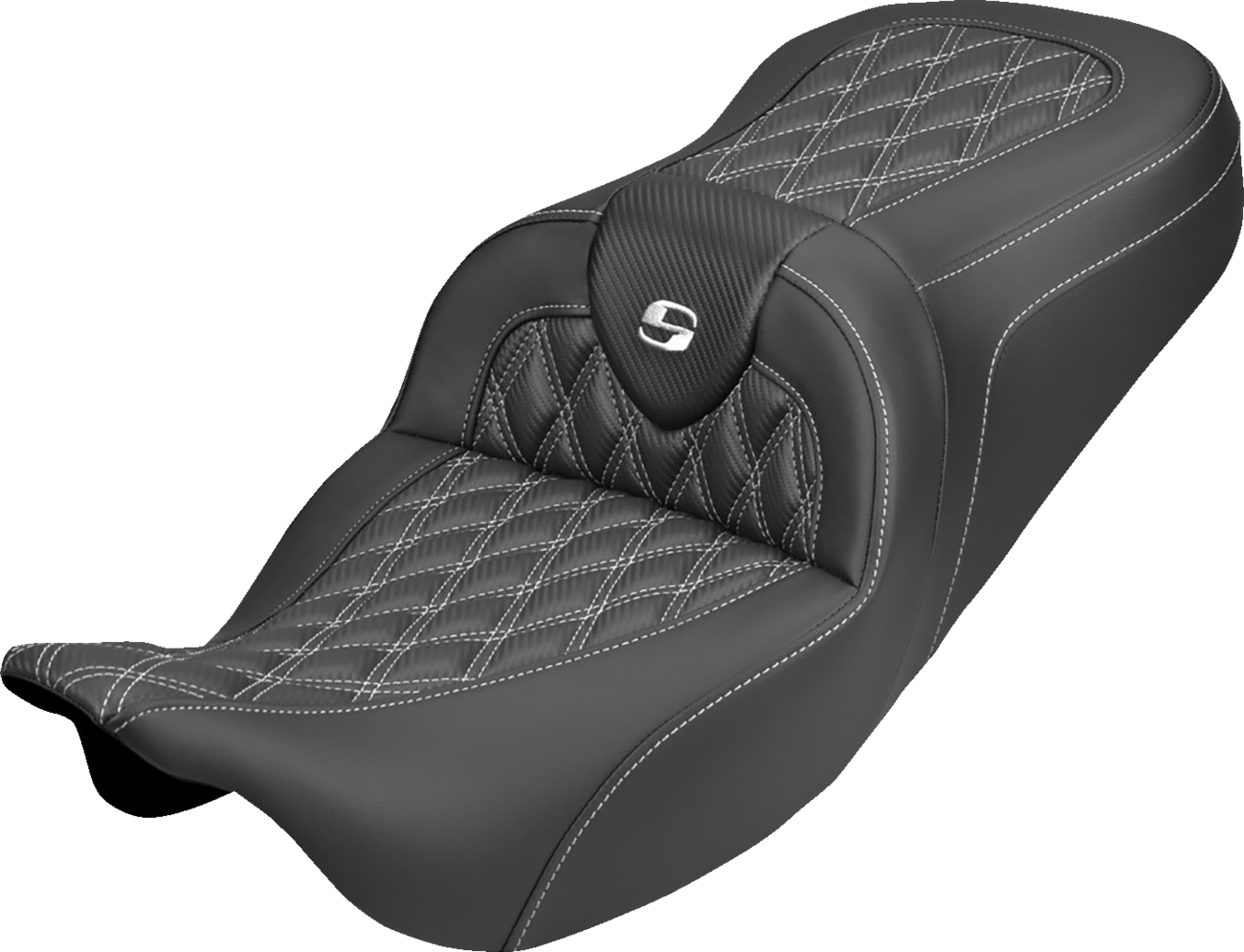 Saddlemen Roadsofa White Lattice Carbon Gel Seat fits 2008-2025 Harley Touring