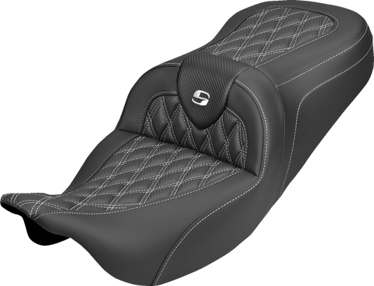 Saddlemen Roadsofa White Lattice Carbon Gel Seat fits 2008-2025 Harley Touring