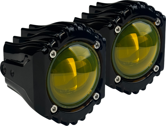 Custom Dynamics Shark Demon Yellow LED Fog Light Kit 2017-2025 Harley Softail M8
