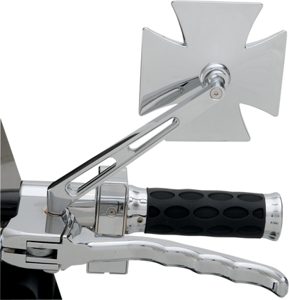 Drag Specialties Chrome Maltese Cross Pair Motorcycle Handlebar Mirror Set